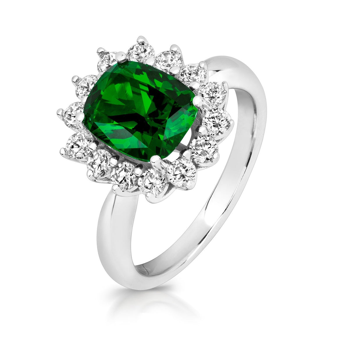 Rectangular Emerald Ring Sterling Silver 925 Hallmark Sizes I - P British Made