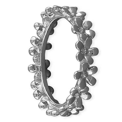 Rhodium Plated Floral Band Ring Sterling Silver 925 Hallmarked Size M - S
