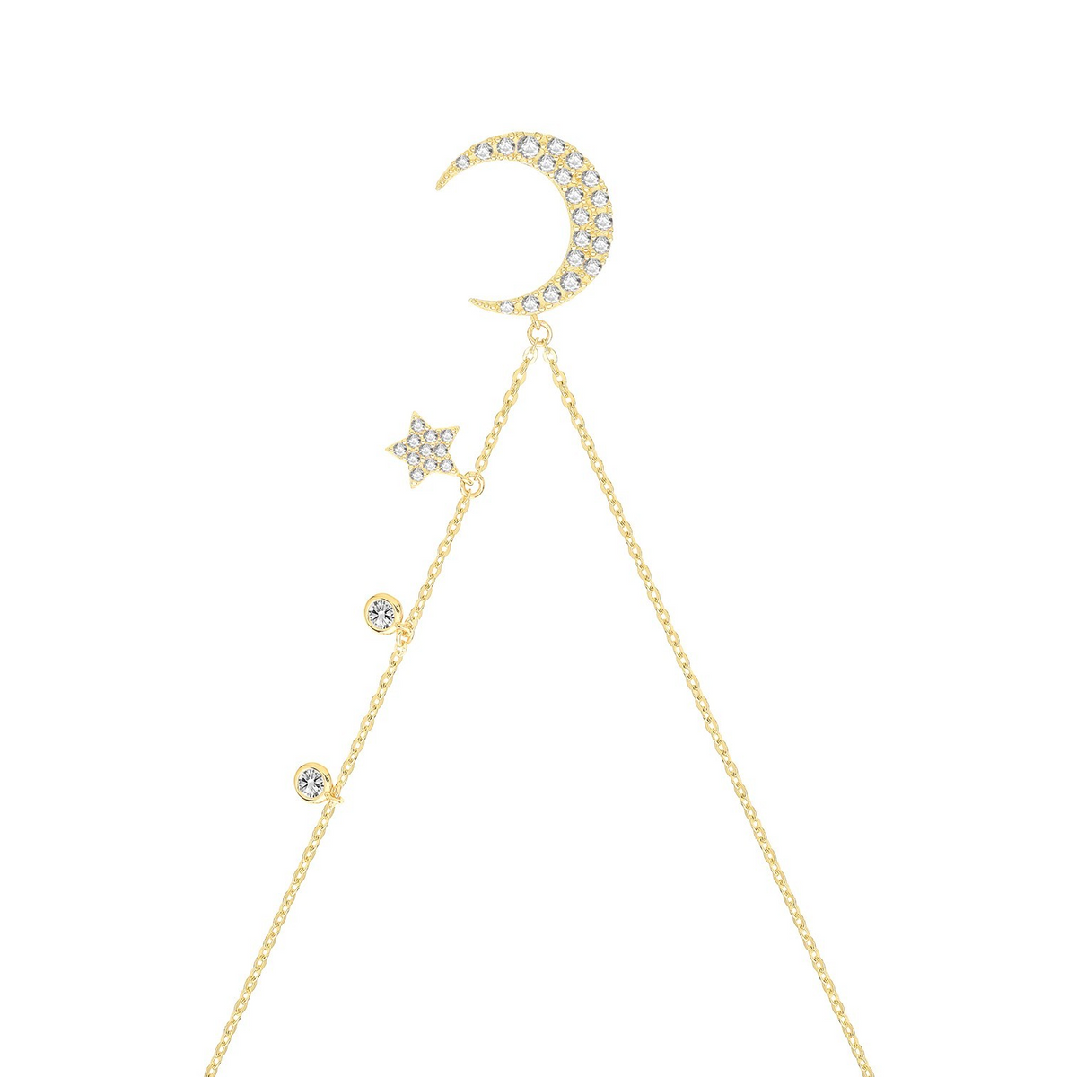 Ladies Moon And Stars Necklace 9ct Yellow Gold 375 Hallmarked British Made