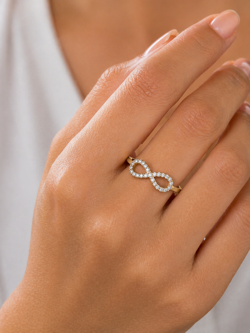 Gold Gemstone Infinity Ring 9ct Yellow Gold Hallmarked Sizes J - R British Made