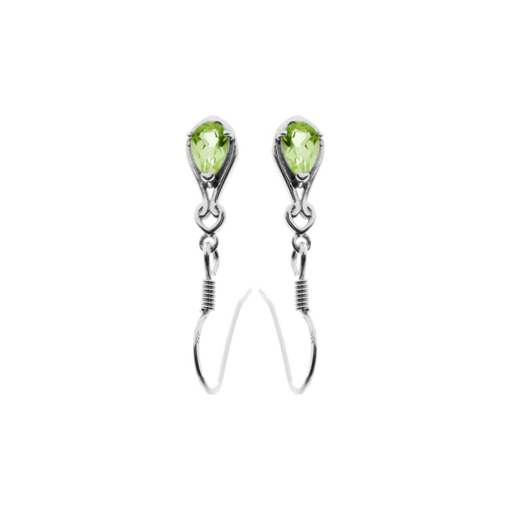 Natural Peridot Teardrop Drop Earrings Sterling Silver 925 Hallmarked Brand New