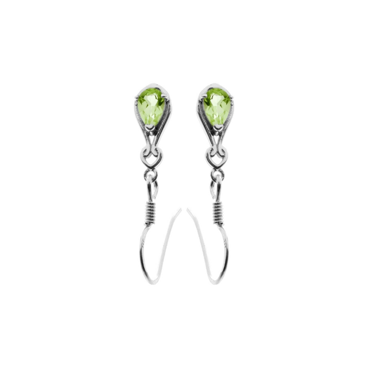 Natural Peridot Teardrop Drop Earrings Sterling Silver 925 Hallmarked Brand New