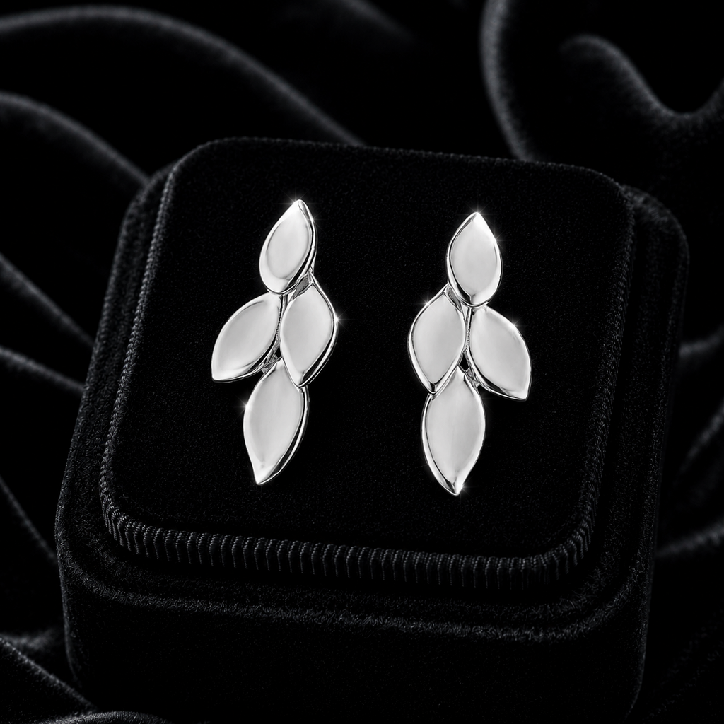 Flowing Petal Drop Earrings Steling Silver 925 Hallmarked Brand New Boxed