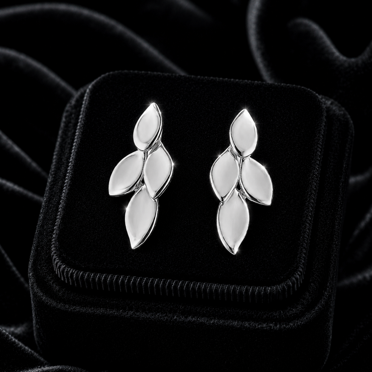 Flowing Petal Drop Earrings Steling Silver 925 Hallmarked Brand New Boxed