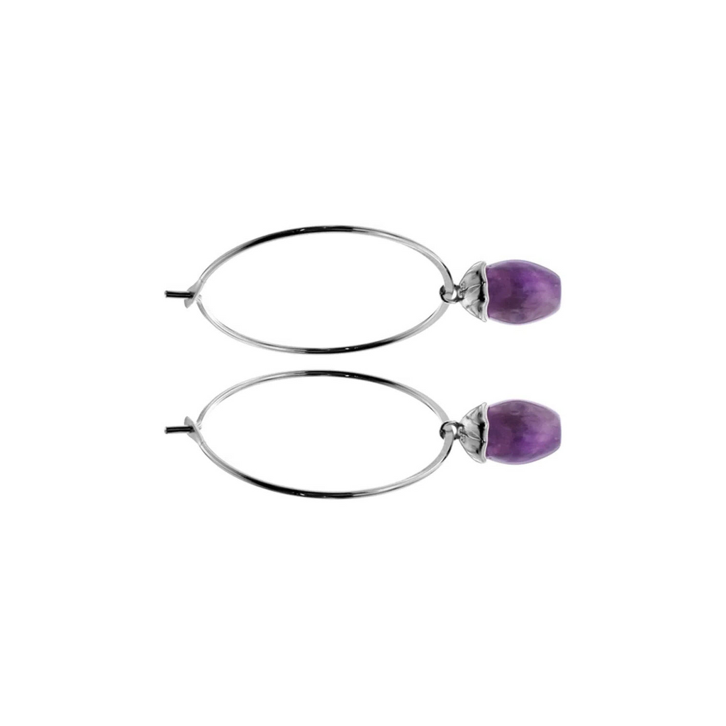 Crackled Amethyst Hoop Earrings Sterling Silver 925 Hallmarked Brand New Boxed