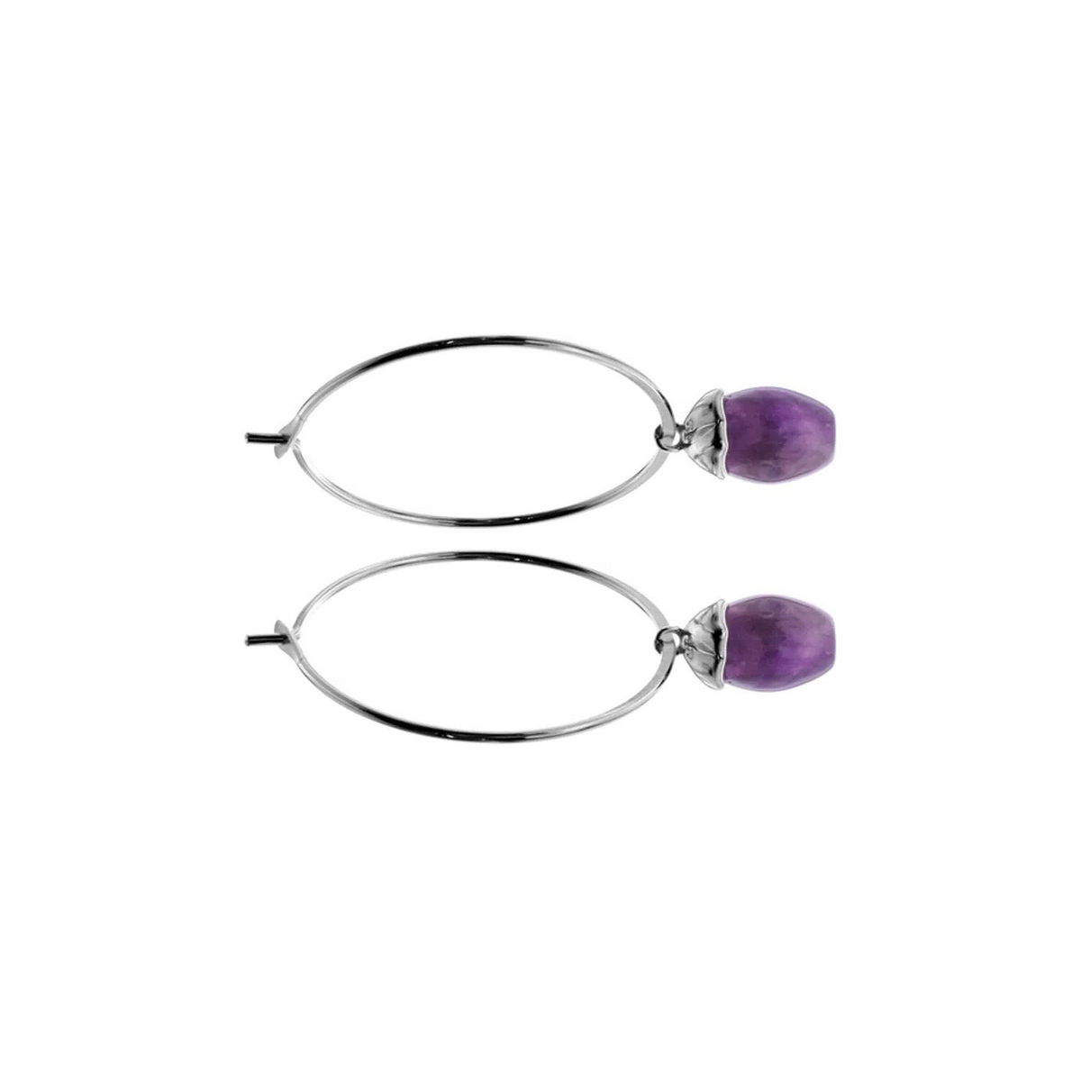 Crackled Amethyst Hoop Earrings Sterling Silver 925 Hallmarked Brand New Boxed