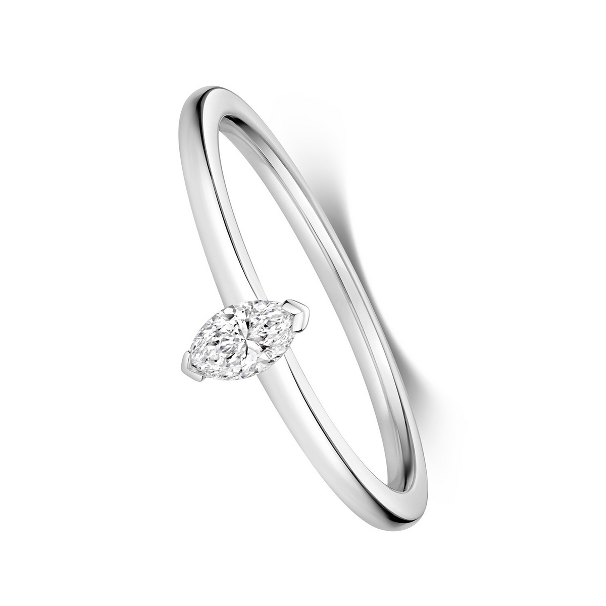 1 Natural Diamond Marquise Cut Ring 18ct White Gold Hallmarked Sizes K - N