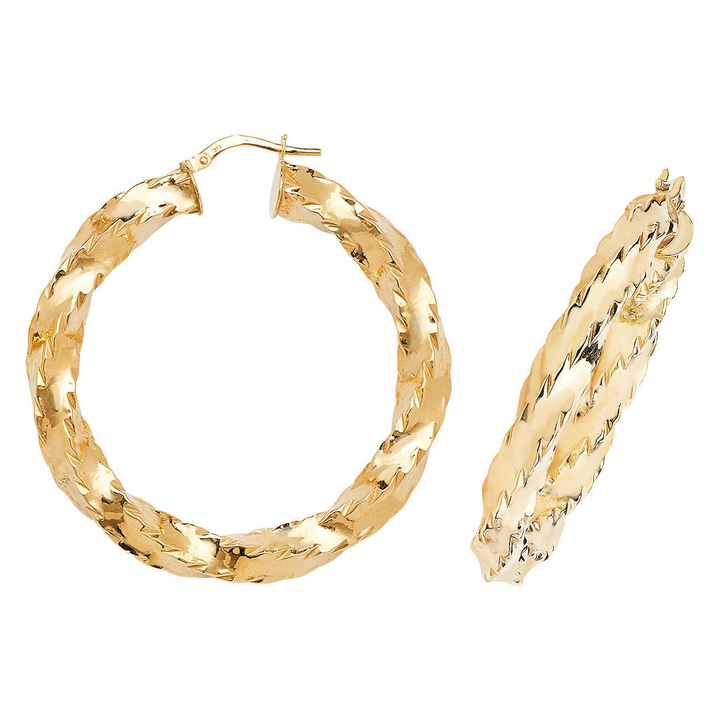 9ct Yellow Gold Chunky DC Hoop Earrings 375 Hallmarked 25mm - 60mm Diameter