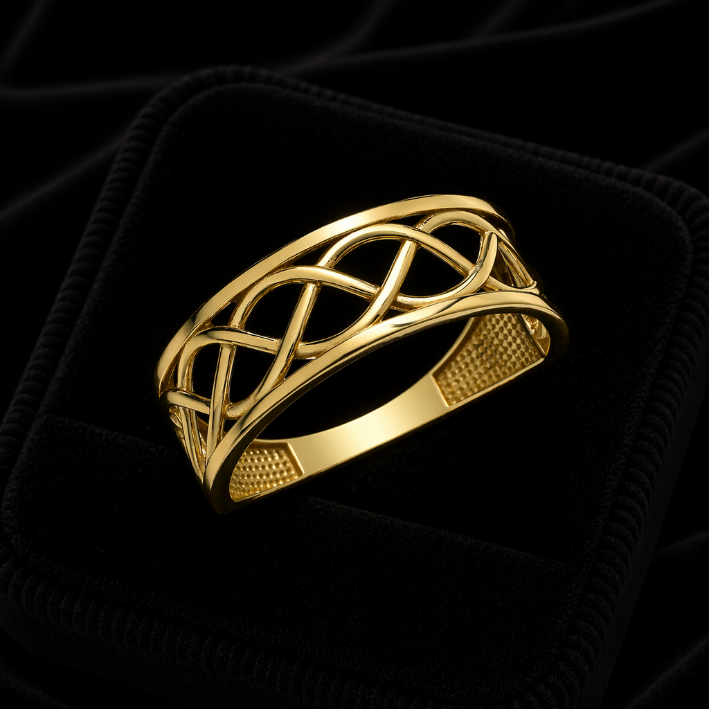 Celtic Ring 9ct Yellow Gold 375 Hallmarked Sizes L - Q British Made