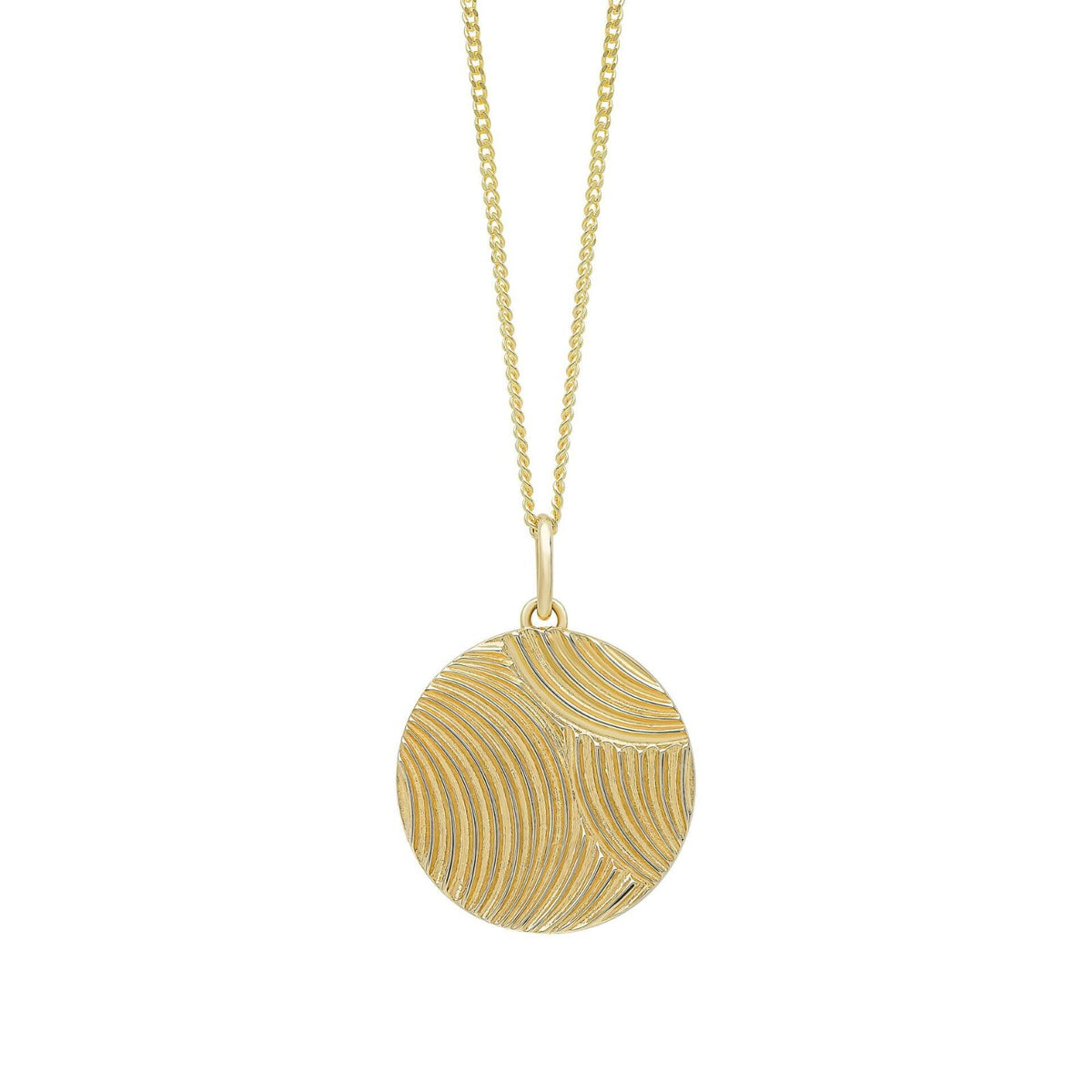 Diamond Cut Ripple Pendant 9ct Yellow Gold 375 Hallmarked British Made