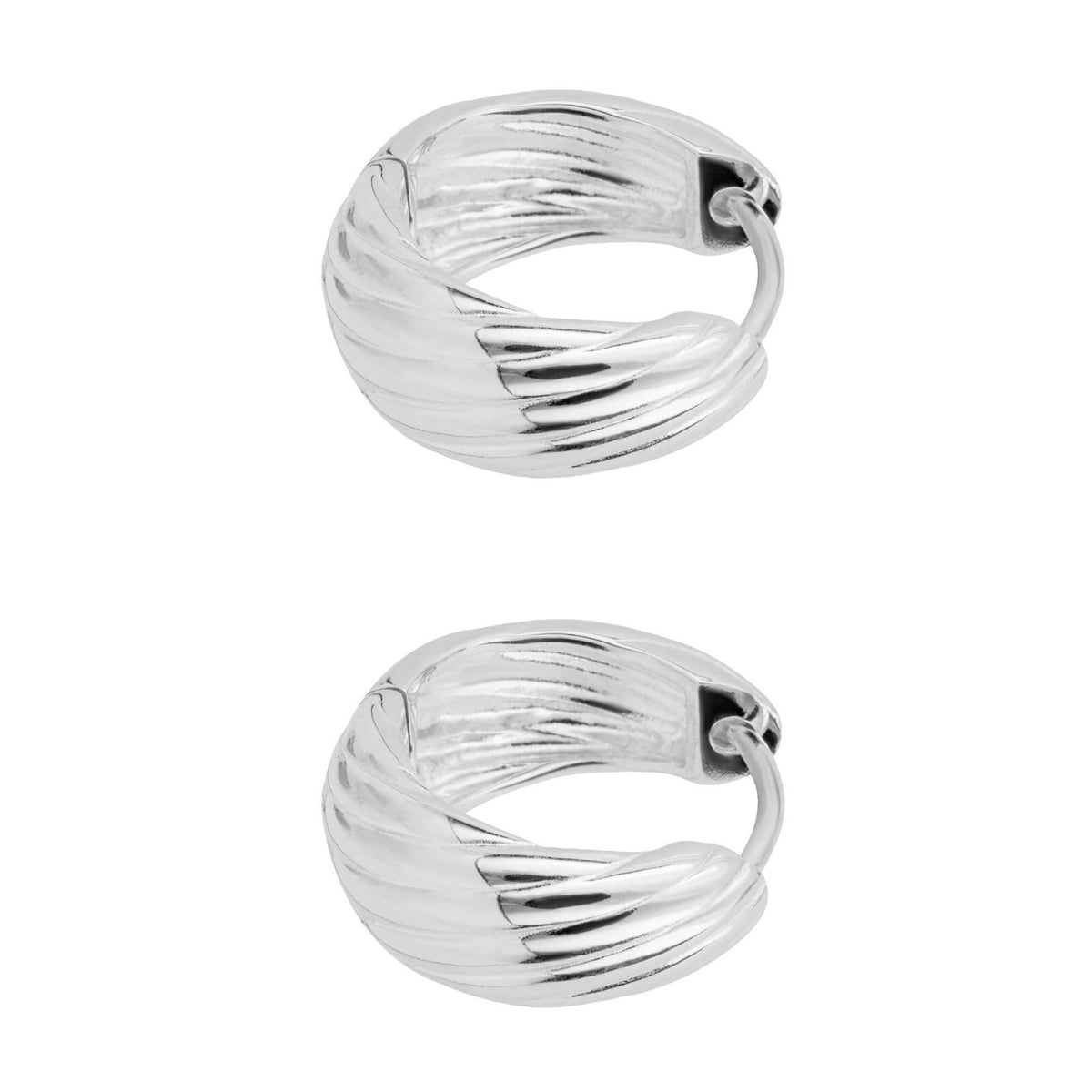 Plain Chunky Grooved Hoop Earrings Sterling Silver 925 Hallmarked Brand New