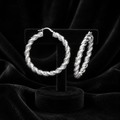 Hinged Twist Sterling Silver Hoops 925 Hallmarked 15mm - 50mm Diameter