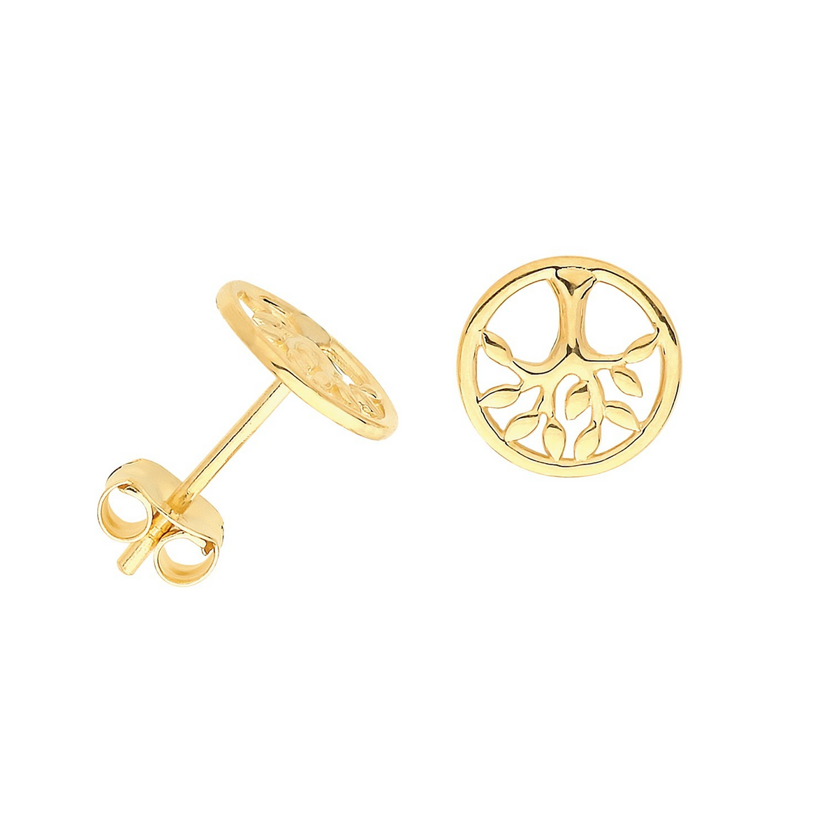 Tree Of Life Stud Earrings 9ct Yellow Gold 375 Hallmarked Brand New Boxed