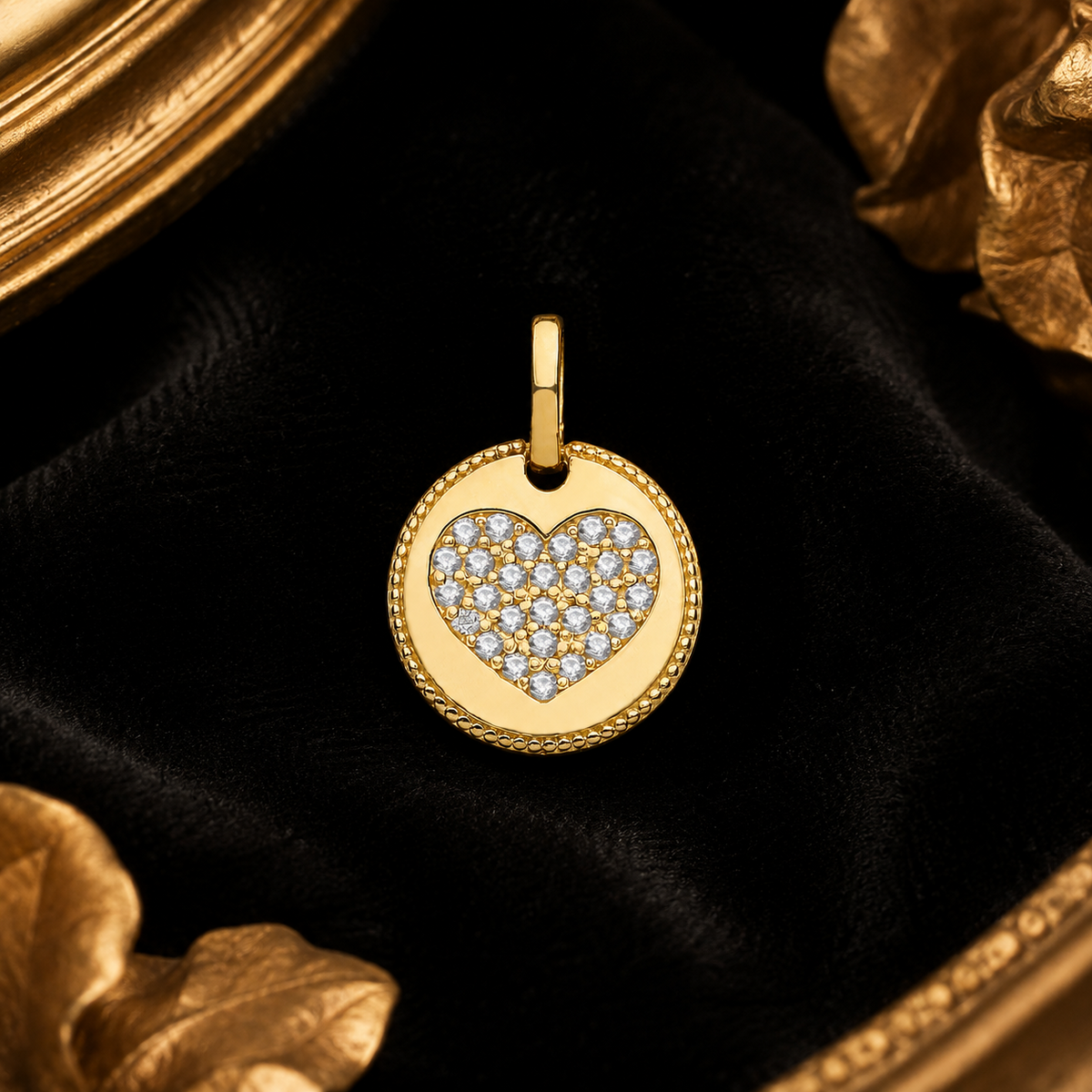 Cluster Heart 9ct Yellow Gold Pendant 375 Hallmarked All Chain Lengths