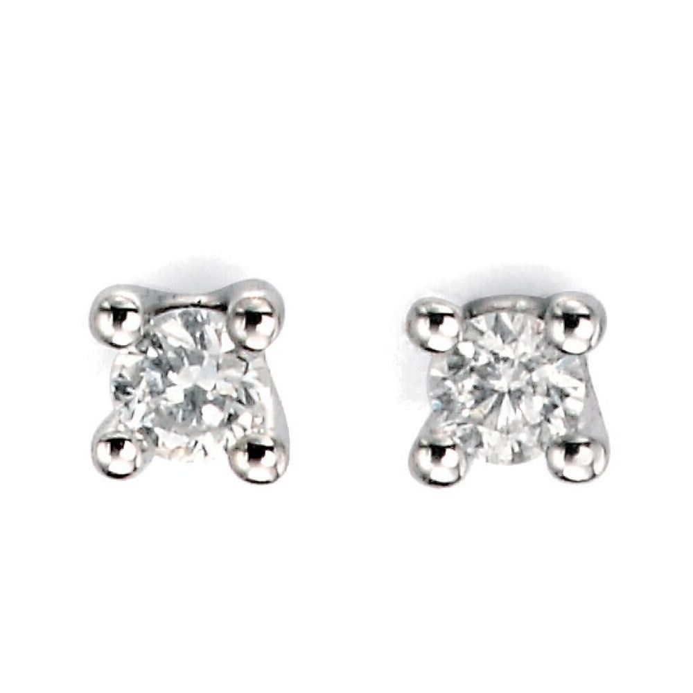 Solitaire Stud Diamond Earrings 9ct White Gold 375 Hallmarked British Made
