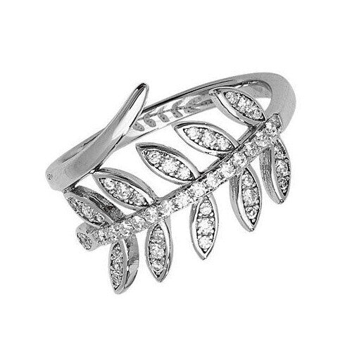 Sterling Silver Leaf Ring Anniversary Gemstone 925 Hallmarked Size L - Q
