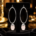 Suspended 28mm Quartz Hoop Earrings Sterling Silver 925 Hallmark Brand New Boxed