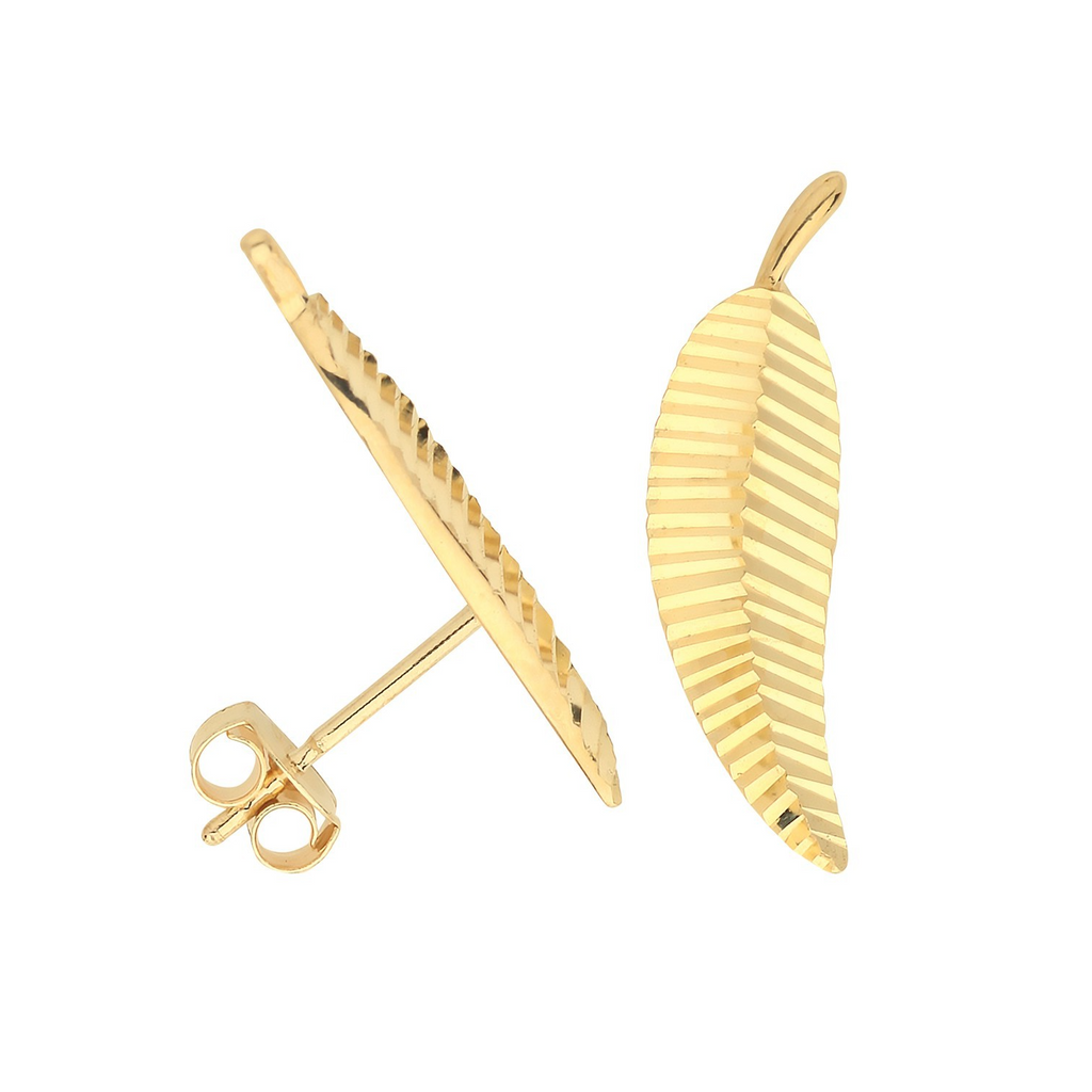 Climber Leaf Stud Earrings 9ct Yellow Gold 375 Hallmarked Brand New Boxed
