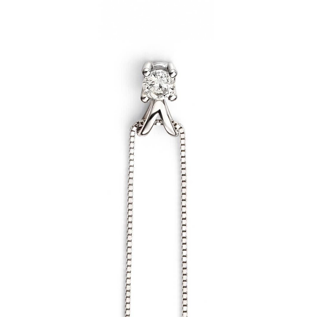 Double Bale Solitaire Diamond Necklace 9ct White Gold 375 Hallmark British Made