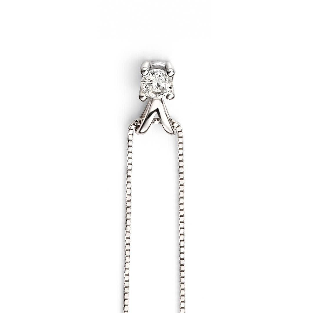 Double Bale Solitaire Diamond Necklace 9ct White Gold 375 Hallmark British Made
