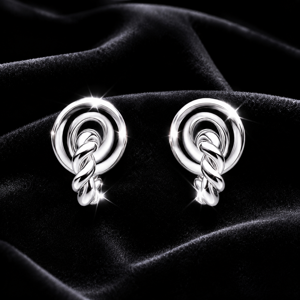 Linked Rope Stud Earrings Sterling Silver 925 Hallmarked British Made