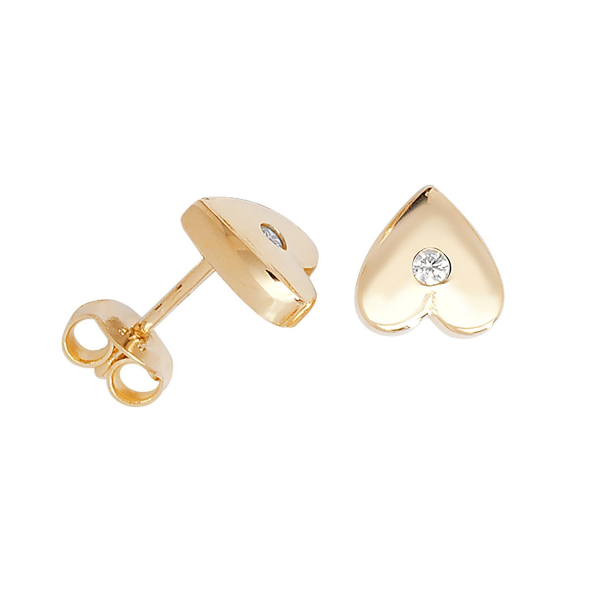 Chunky Flush Heart Stud Earrings 9ct Yellow Gold 375 Hallmarked Brand New Boxed