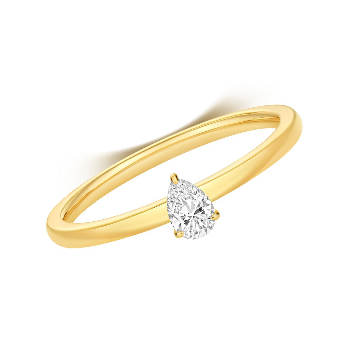 1 Natural Diamond Pear Solitaire Ring 18ct Yellow Gold Hallmarked Sizes K - N