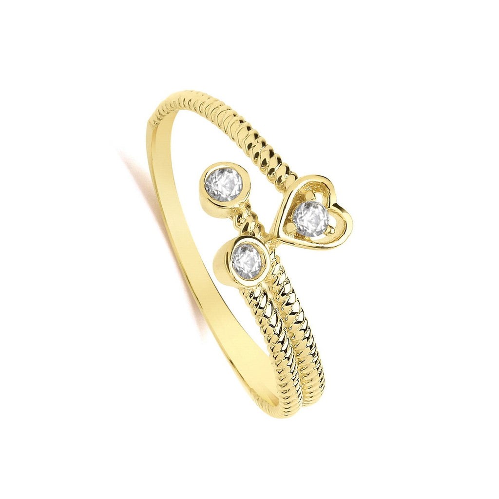 Twisted Heart Ring 9ct Yellow Gold Hallmarked Sizes J - T British Made