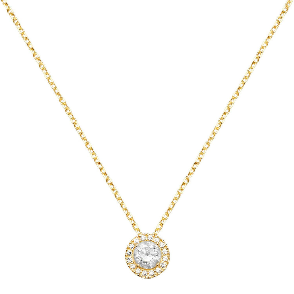 Ladies Round Bezel Set Necklace 9ct Yellow Gold 375 Hallmarked British Made
