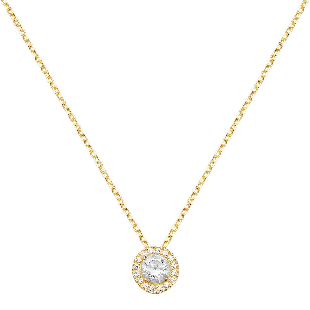Ladies Round Bezel Set Necklace 9ct Yellow Gold 375 Hallmarked British Made