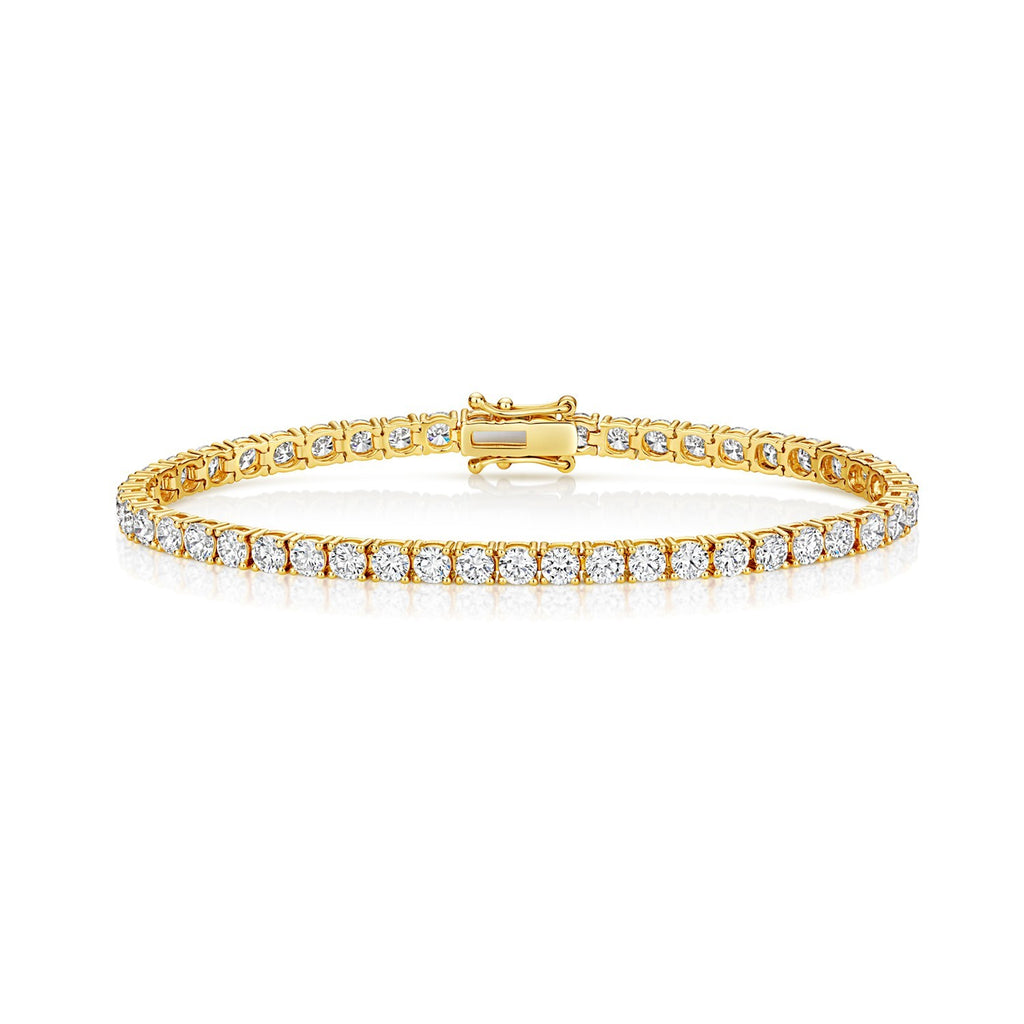 Lab Grown Diamond 18ct Yellow Gold Tennis Bracelet Hallmarked British Made