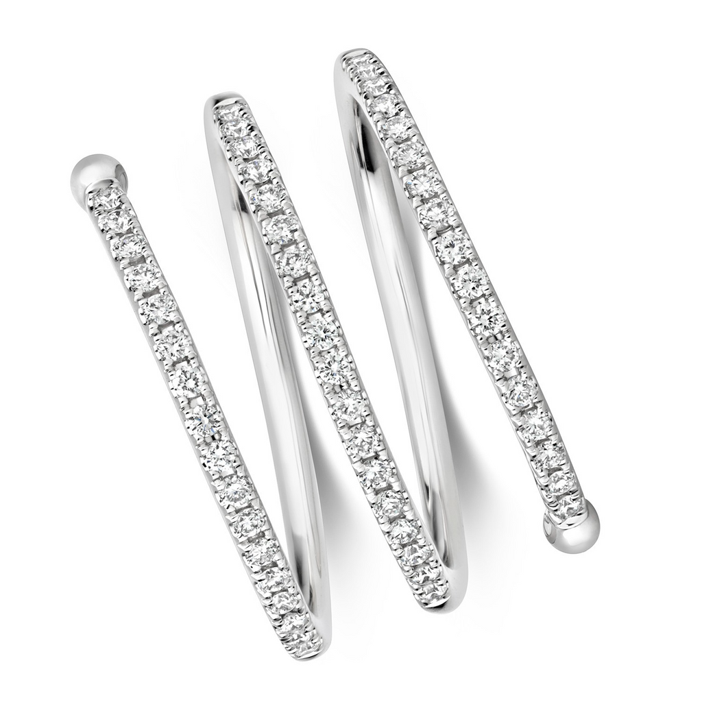 51 Natural Diamond Sprial Wrap Ring 18ct White Gold Hallmarked Sizes J - Q