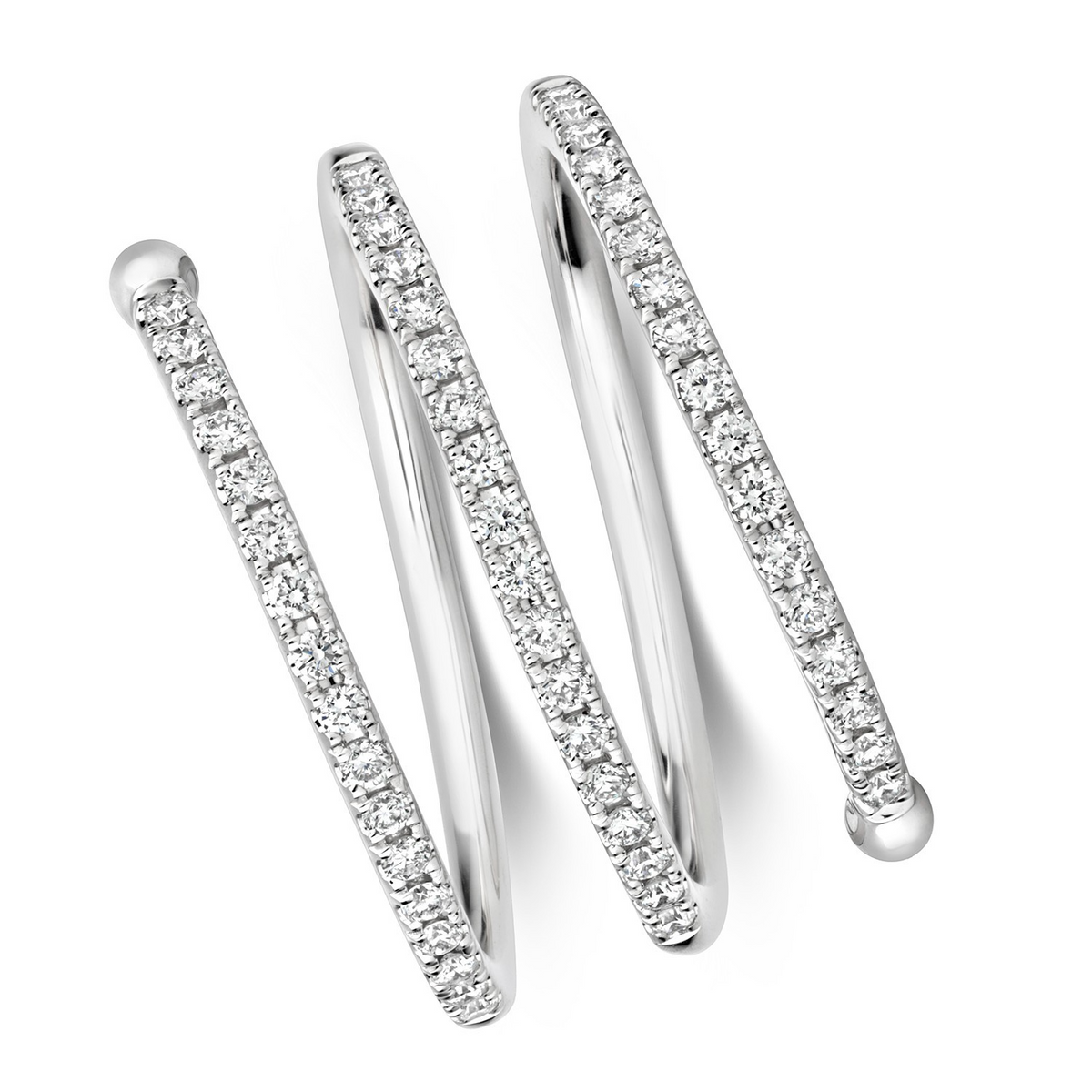 51 Natural Diamond Sprial Wrap Ring 18ct White Gold Hallmarked Sizes J - Q