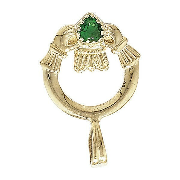 Yellow Gold Emerald Claddagh Pendant Hallmarked British Made All Chain Lengths
