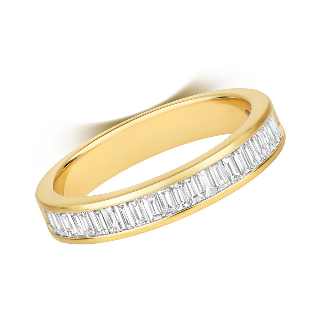 Natural Diamond Baguette Eternity Ring 18ct Yellow Gold Hallmarked Sizes J - Q