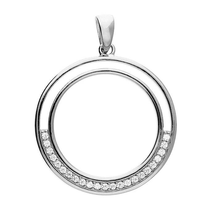 Channel Set Circle Pendant Sterling Silver 925 Hallmarked All Chain Lengths