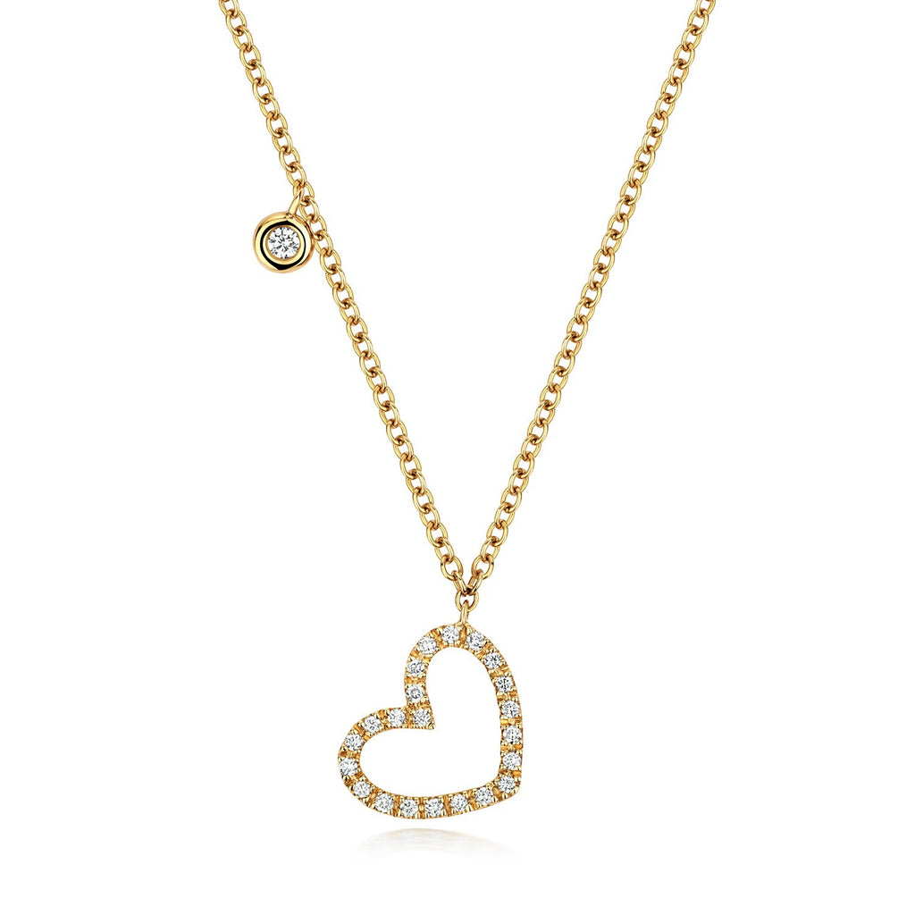 23 Natural Diamond Heart Necklace 18ct Yellow Gold Hallmarked British Made