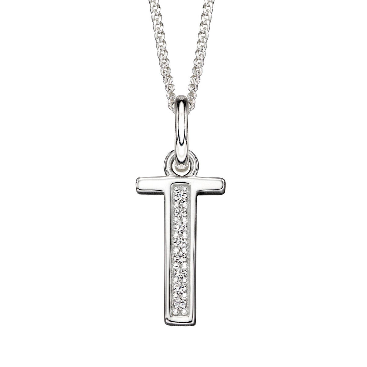 A - Z Necklace Channel Set Sterling Silver British Made 925 Hallmarked Brand New
