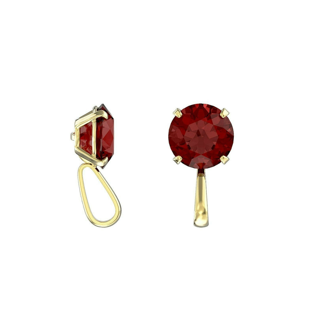 Yellow Gold Garnet Solitaire Pendant Hallmarked British Made All Chain Lengths
