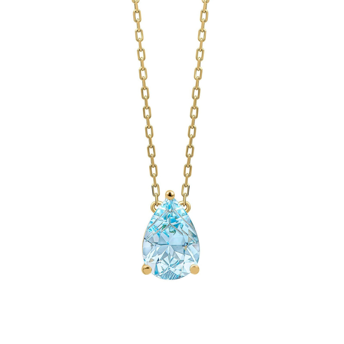 Pear Fancy Cut Topaz Necklace 9ct Yellow Gold 375 Hallmarked British Made