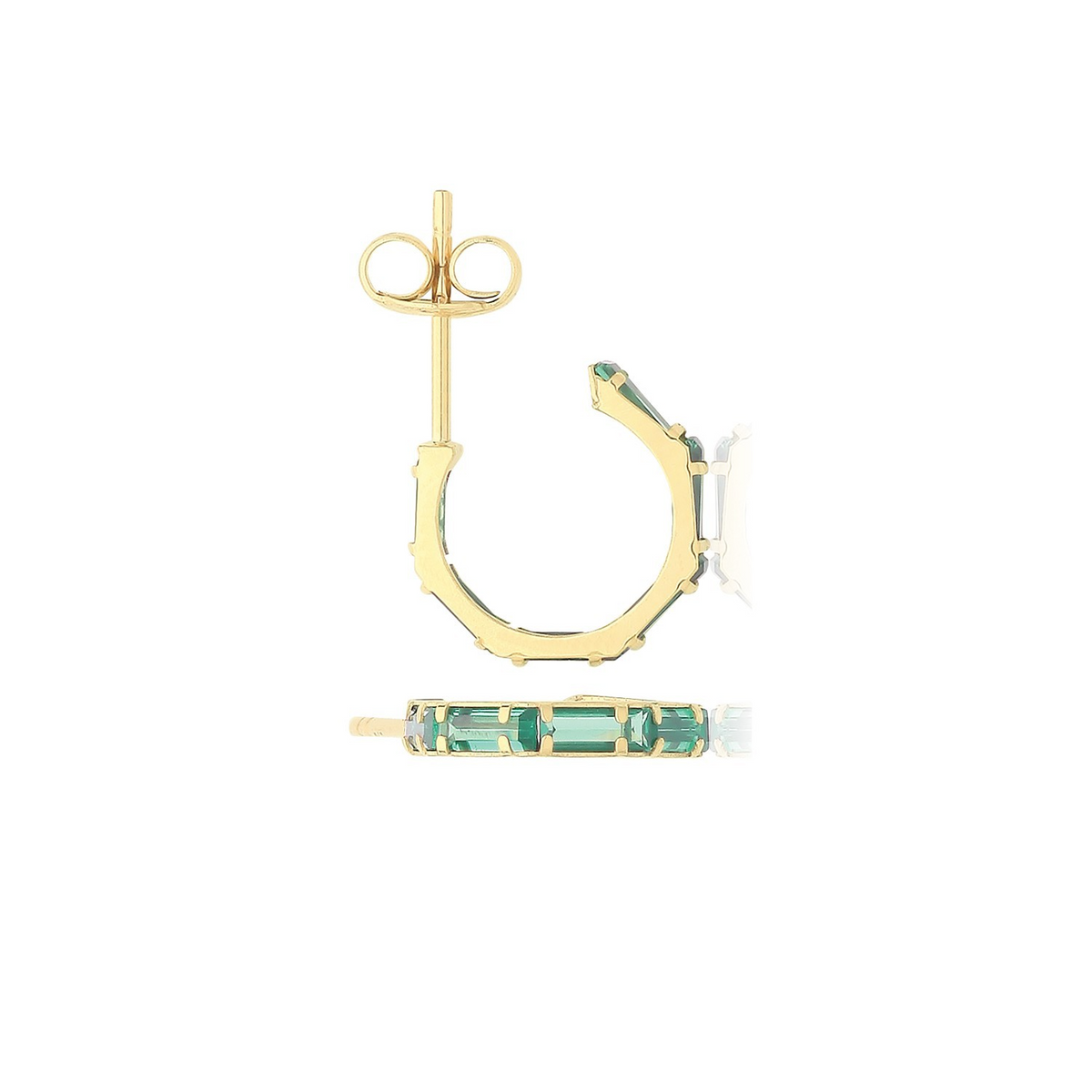 Natural Baguette Emerald Hoop Earrings 9ct Yellow Gold 375 Hallmarked Brand New