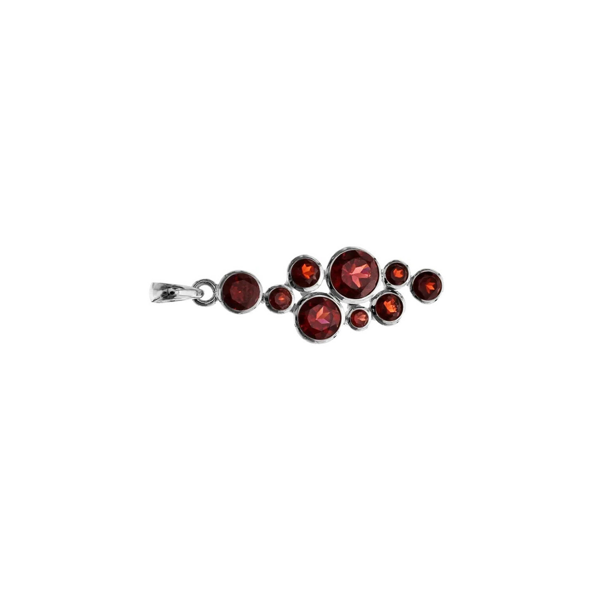 Garnet Bubble Drop Pendant Sterling Silver 925 Hallmarked All Chain Lengths