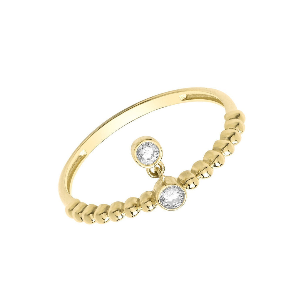 Charm Ring 2 Stone 9ct Yellow Gold Hallmarked Sizes J - T British Made