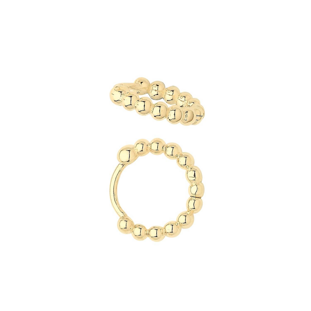 9ct Yellow Gold Bobble Hoop Earrings British Made 375 Hallmarked Brand New Boxed