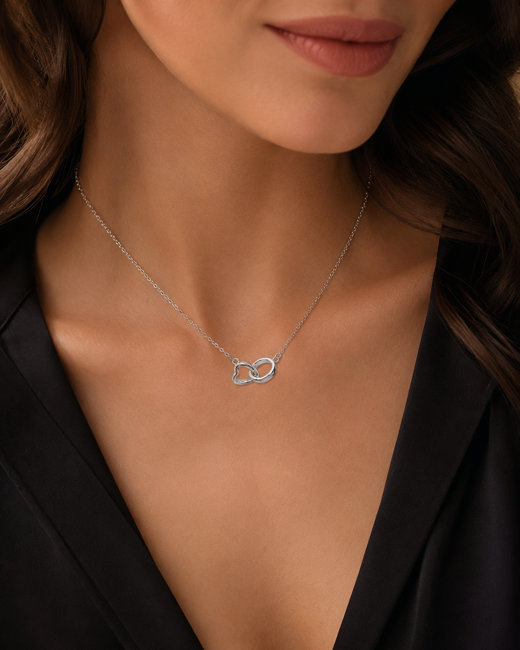 Eternal Heart Loop Necklace Solid Sterling Silver 925 Hallmarked British Made