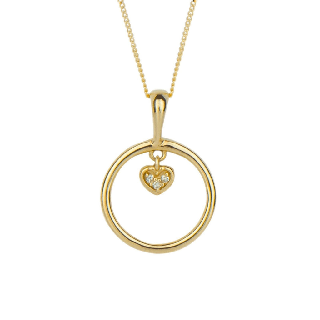 Heart Charm Diamond Pendant 9ct Yellow Gold 375 Hallmarked British Made