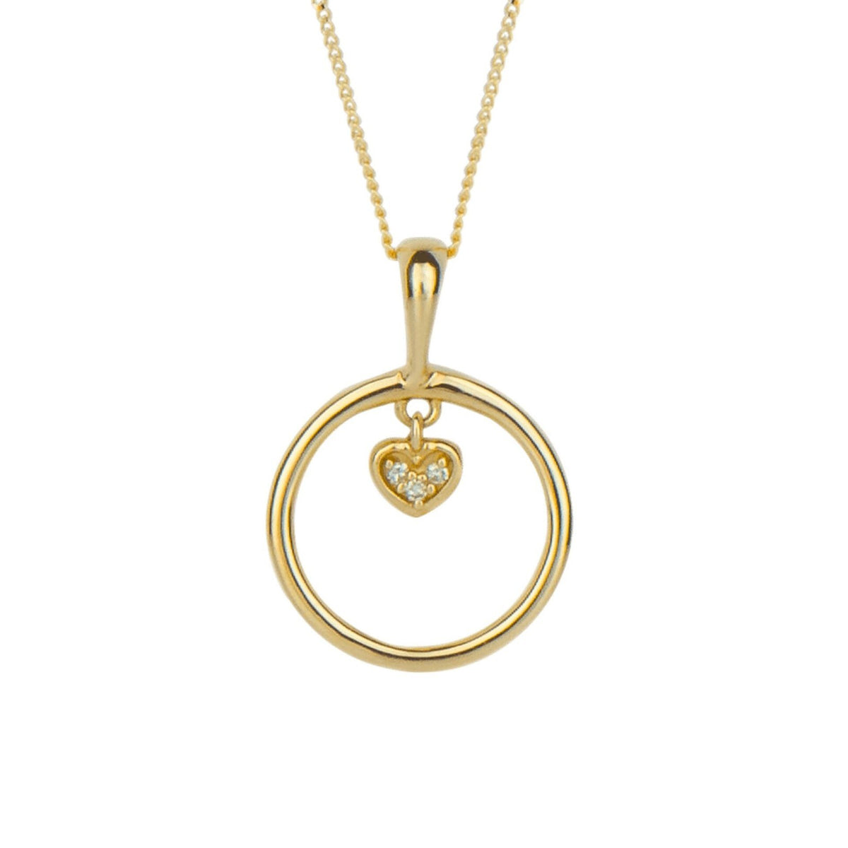 Heart Charm Diamond Pendant 9ct Yellow Gold 375 Hallmarked British Made
