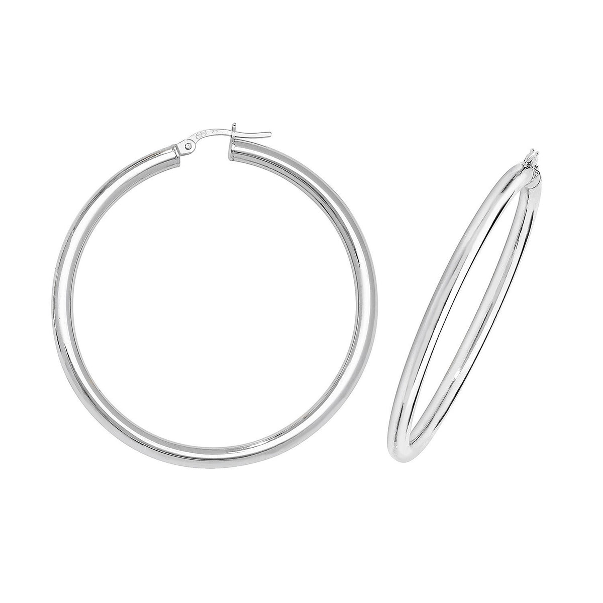 9ct White Gold Hinged Hoop Earrings 375 Hallmarked 8mm - 35mm Diameter