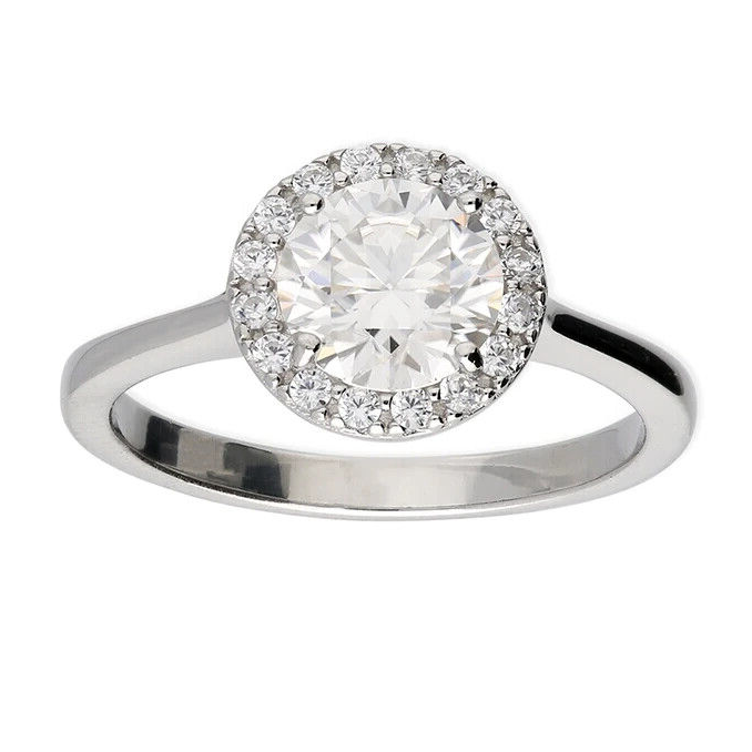 Round Moissanite Ring Sterling Silver 925 Hallmarked British Made Size L - Q