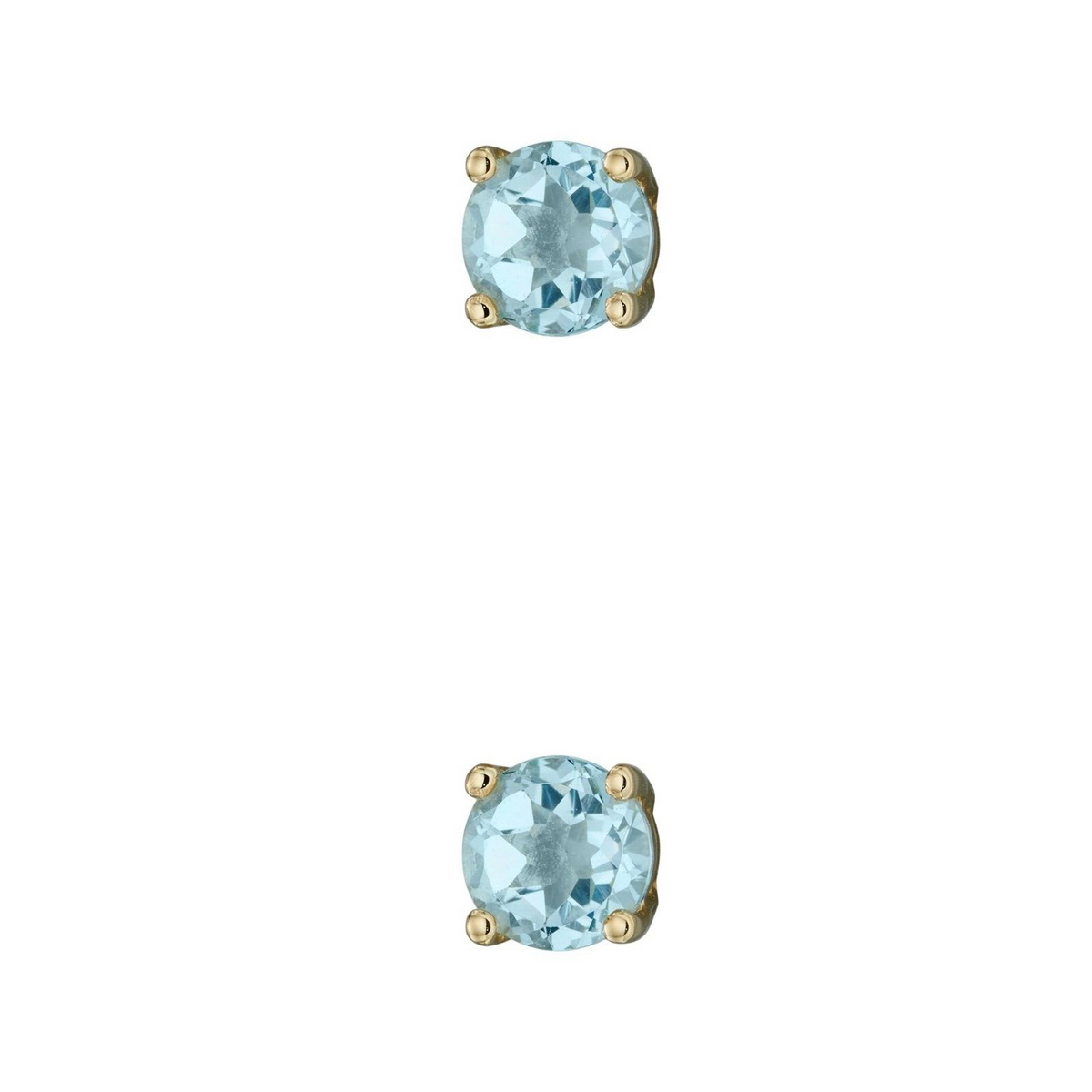 Natural Aquamarine March Stud Earrings 9ct Yellow Gold 375 Hallmark British Made